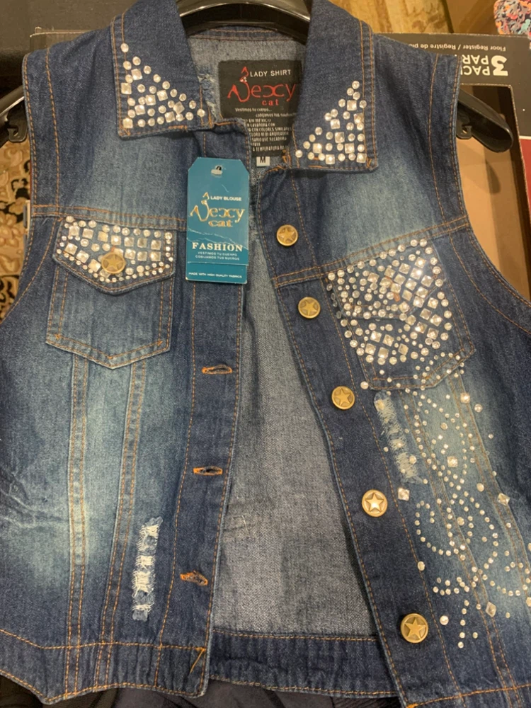 Lexy Cat Embellished Denim Vest