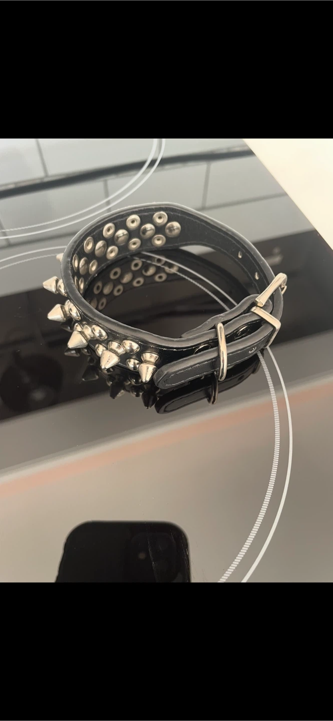 Black Studded Leather Collar