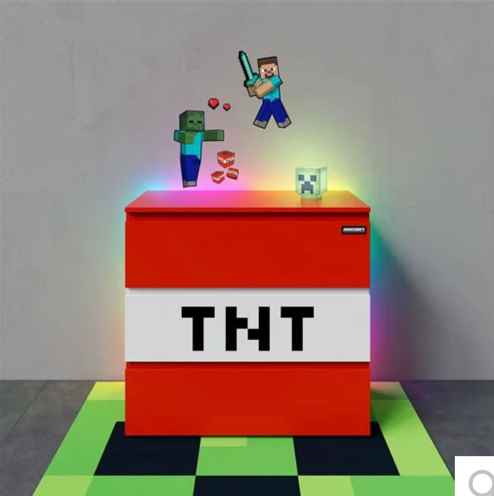 New Minecraft TNT 3-Drawer Dresser with LED Lights - photo 5