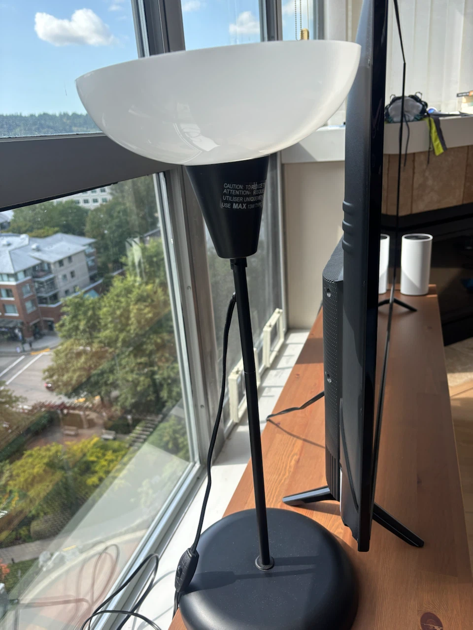 IKEA Black table lamp with glass shade