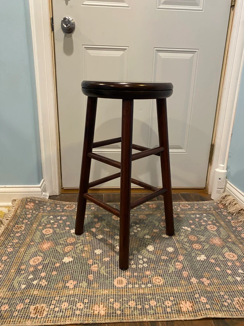 Dark Wood Round Bar Stool set of two