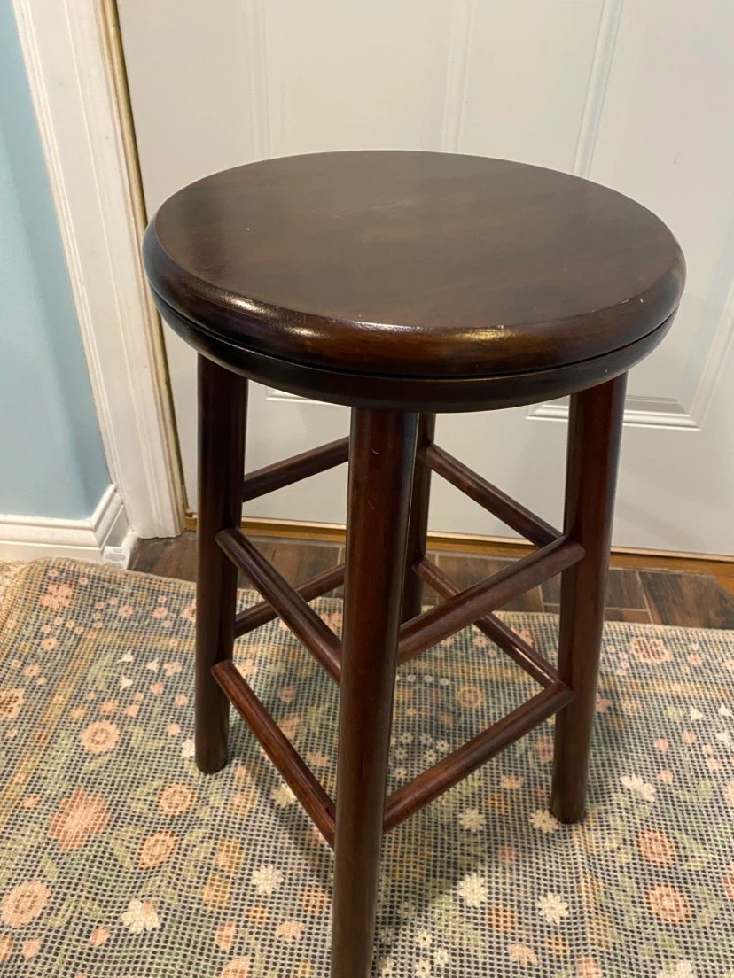 Dark Wood Round Bar Stool set of two - photo 2