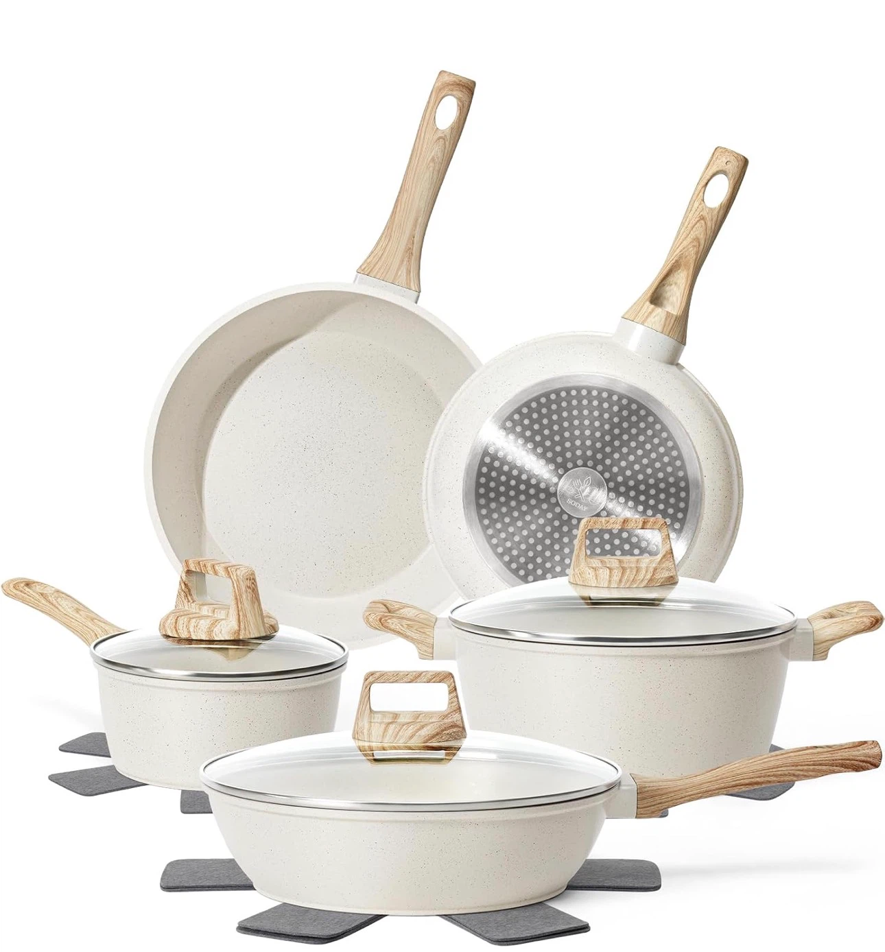 SODAY 12-Piece Nonstick Granite Cookware Set — New