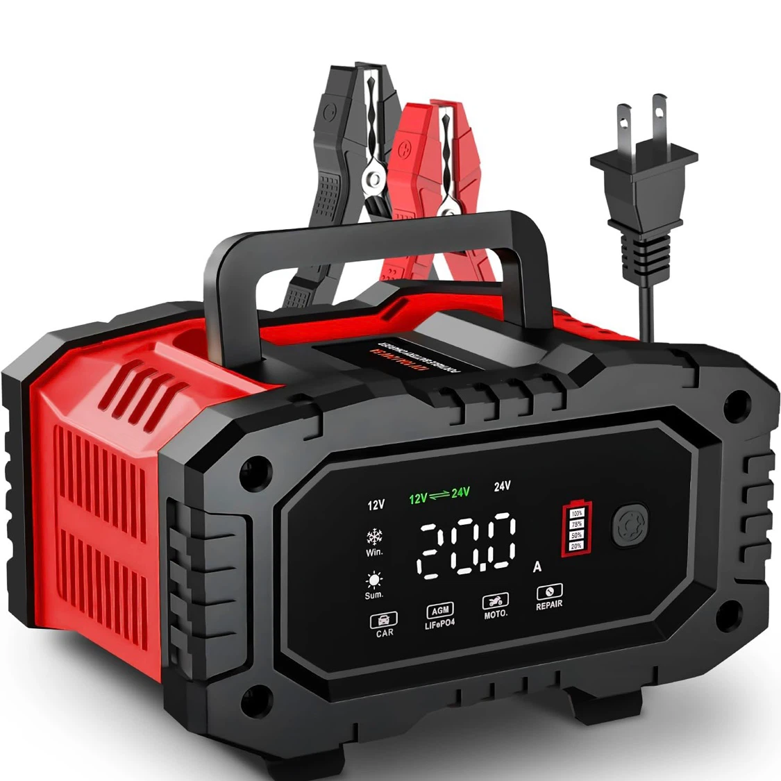 20Amp 12V/24V Smart Battery Charger - Car/Motorcycle/Boat