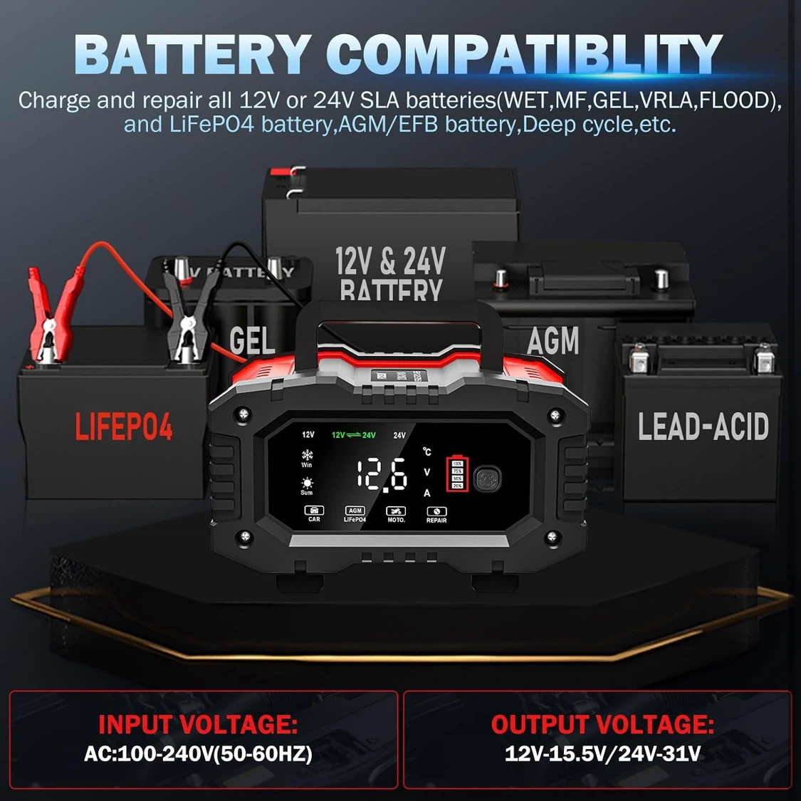 20Amp 12V/24V Smart Battery Charger - Car/Motorcycle/Boat - photo 3