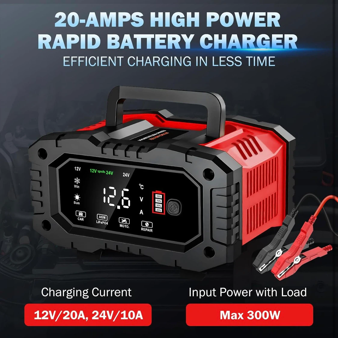20Amp 12V/24V Smart Battery Charger - Car/Motorcycle/Boat - photo 4