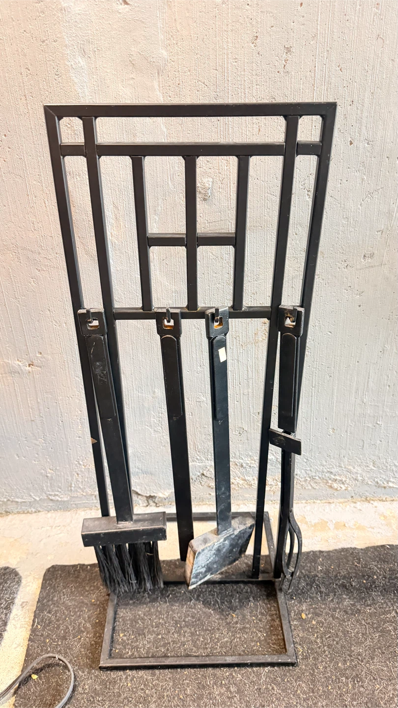 Black Metal Fireplace Tool Set