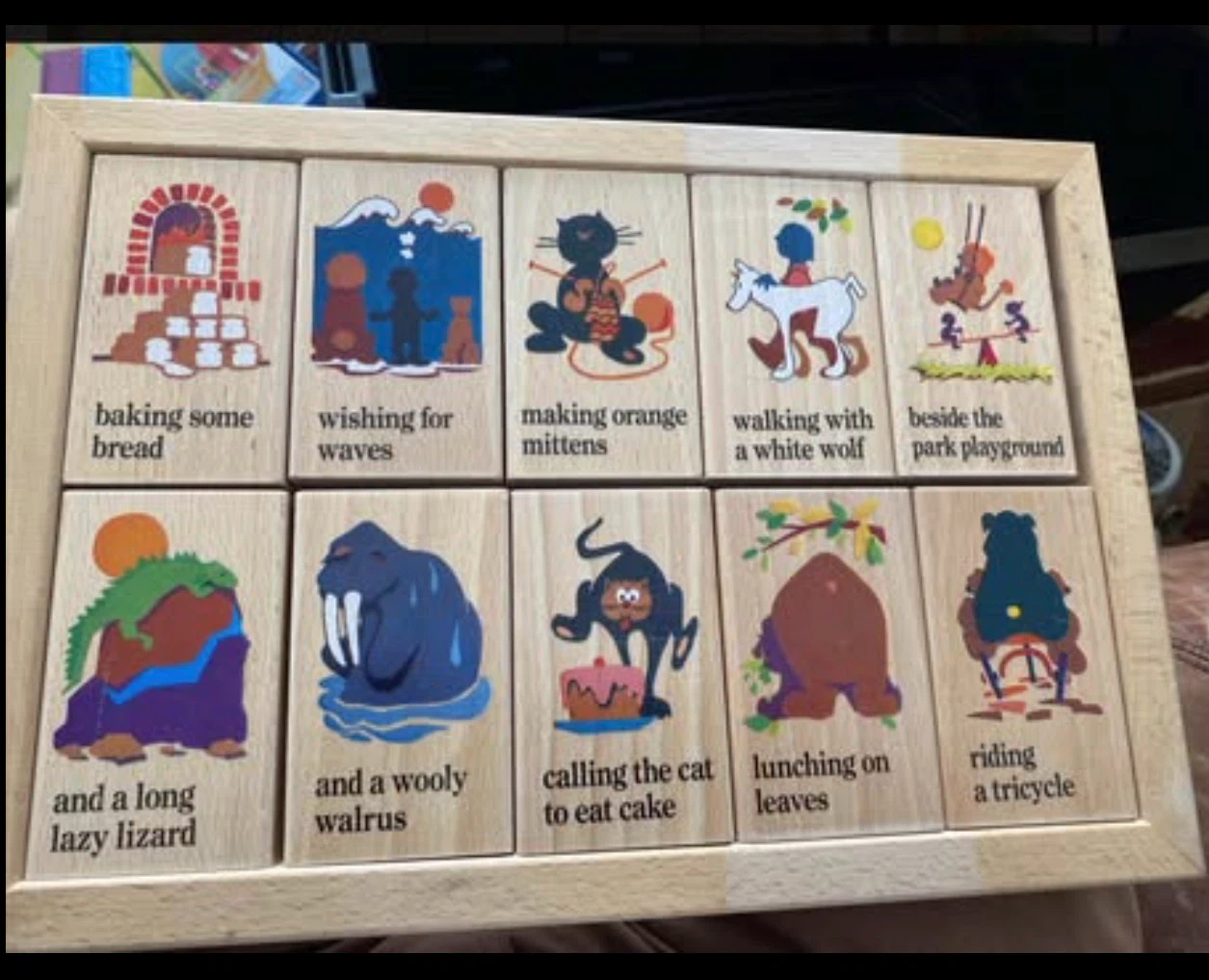 VTG 1992 Wooden Story Blocks Educational Toy Set w/ Tray - photo 5
