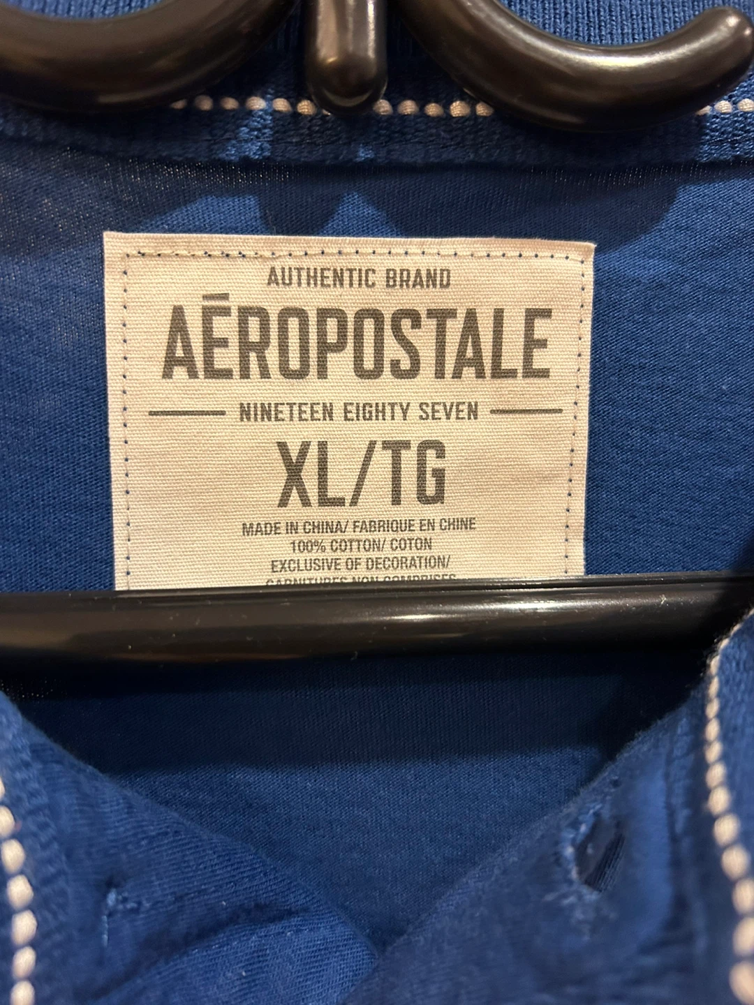 Brand New Aeropostale Long Sleeve Henley Shirt Blue XL - photo 3