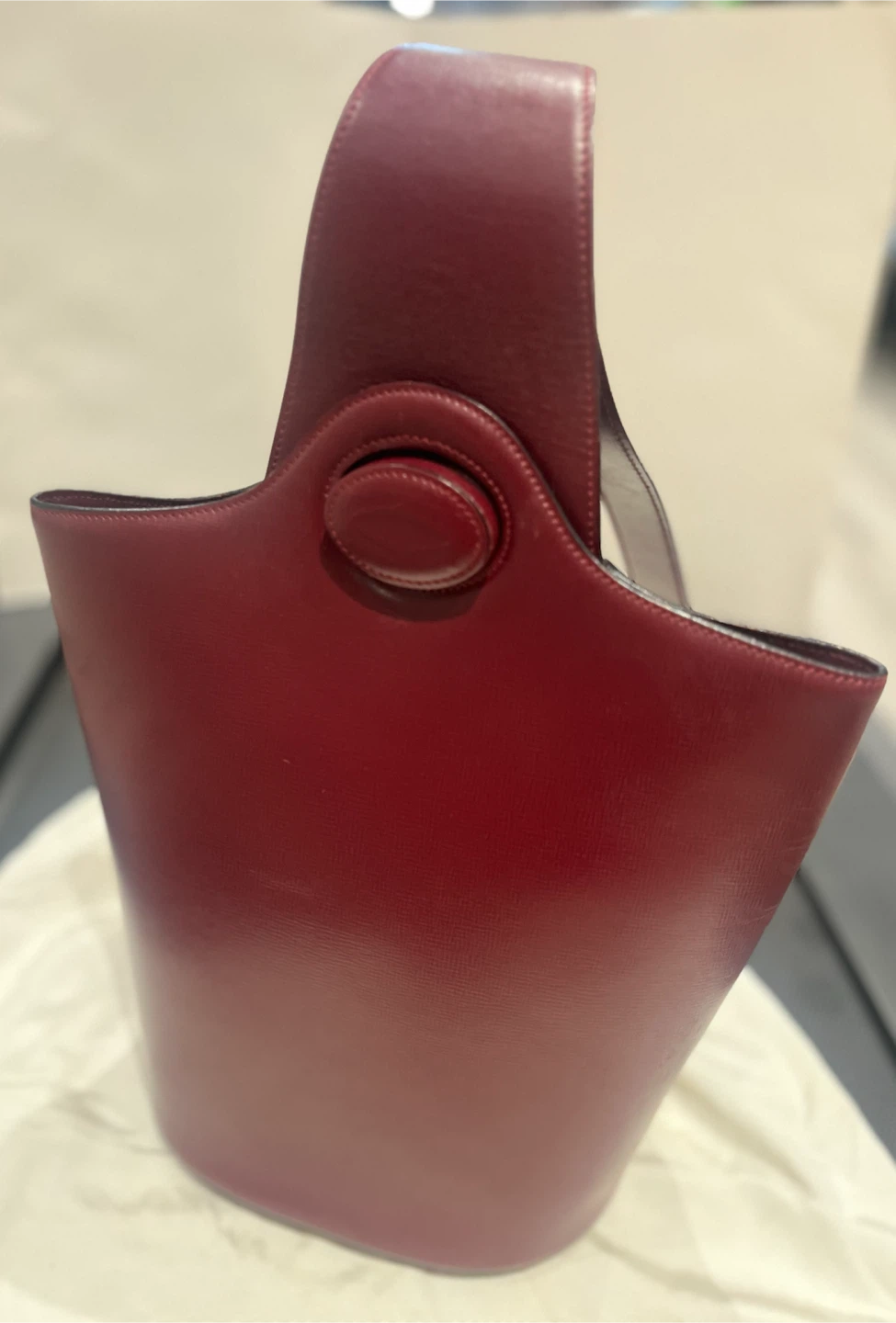 Preowned Authentic Cartier Burgundy Leather Shoulder Bag