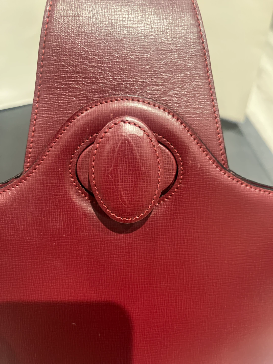 Preowned Authentic Cartier Burgundy Leather Shoulder Bag - photo 2