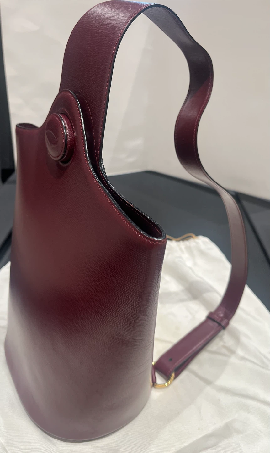 Preowned Authentic Cartier Burgundy Leather Shoulder Bag - photo 3