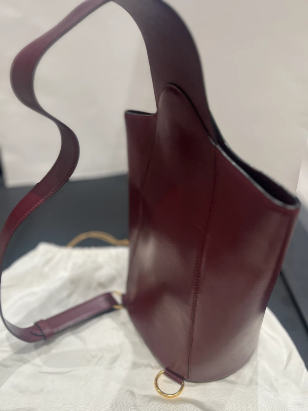 Preowned Authentic Cartier Burgundy Leather Shoulder Bag - photo 4