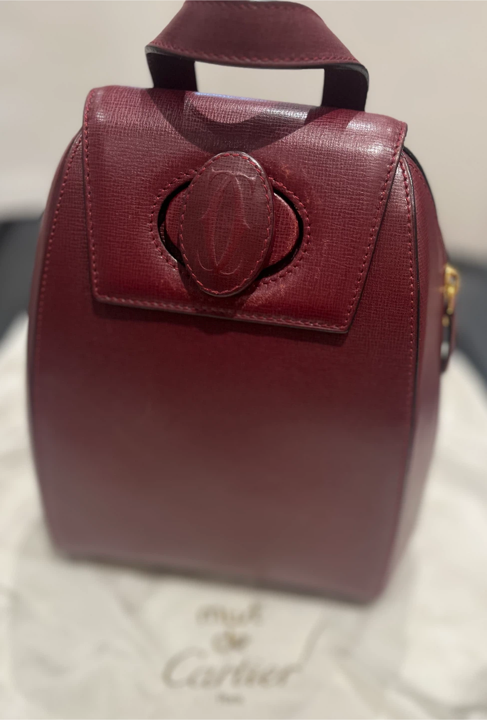 Preowned Authentic Cartier Burgandy Backpack