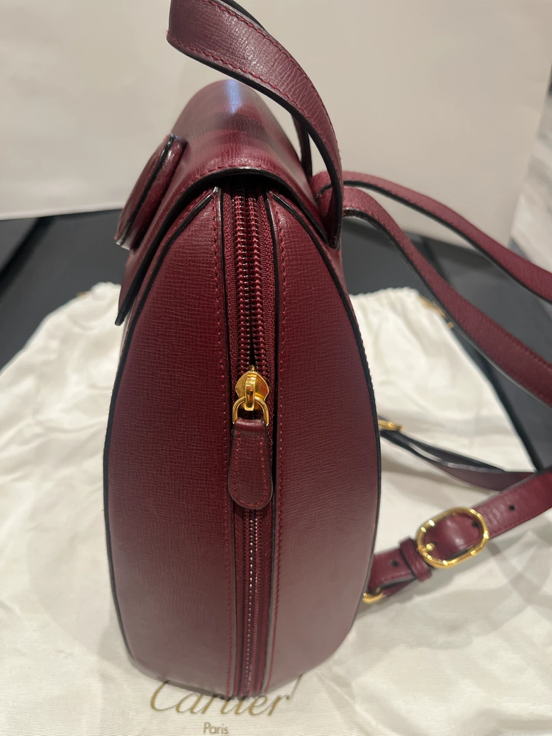 Preowned Authentic Cartier Burgandy Backpack - photo 3