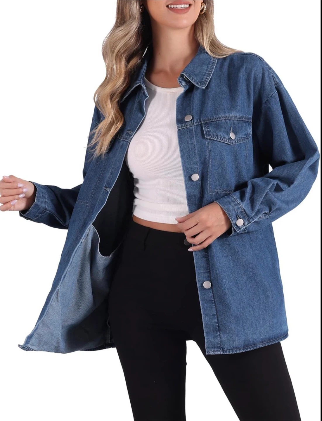 Size S Oversized Denim Button-Down Shirt - photo 2