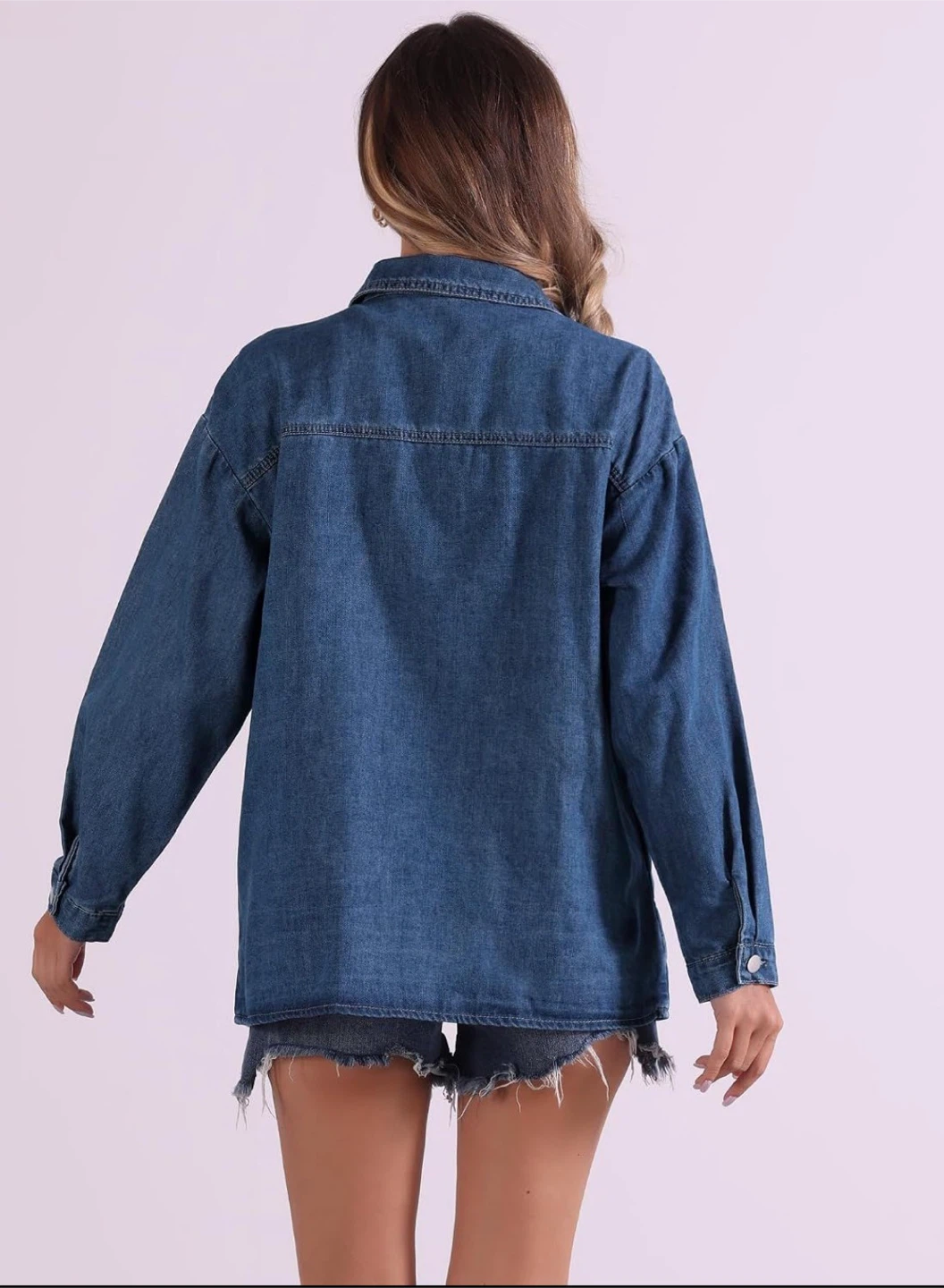 Size S Oversized Denim Button-Down Shirt - photo 3
