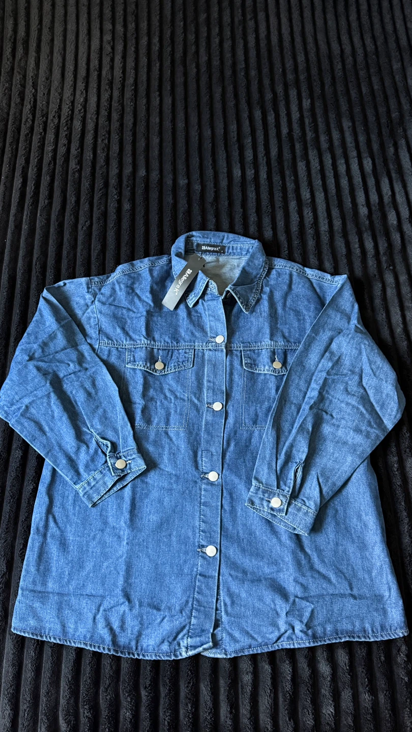 Size S Oversized Denim Button-Down Shirt - photo 4