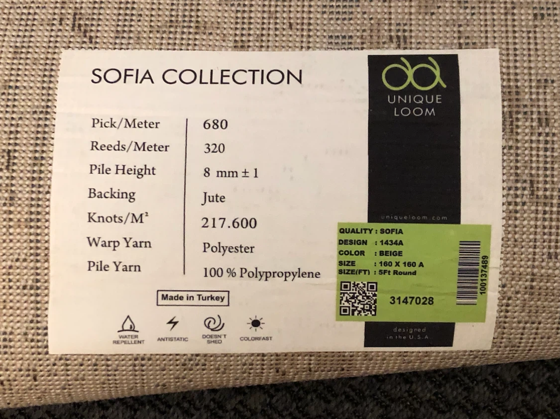 Square Area Rug - Green Ivory - 6’7” x 6’7” - photo 3
