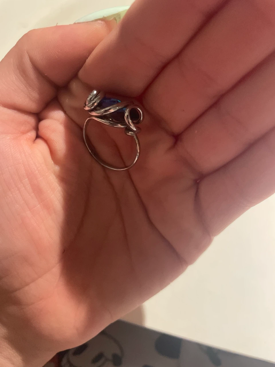 Blue Crystal Wire Wrapped Adjustable Ring - photo 2