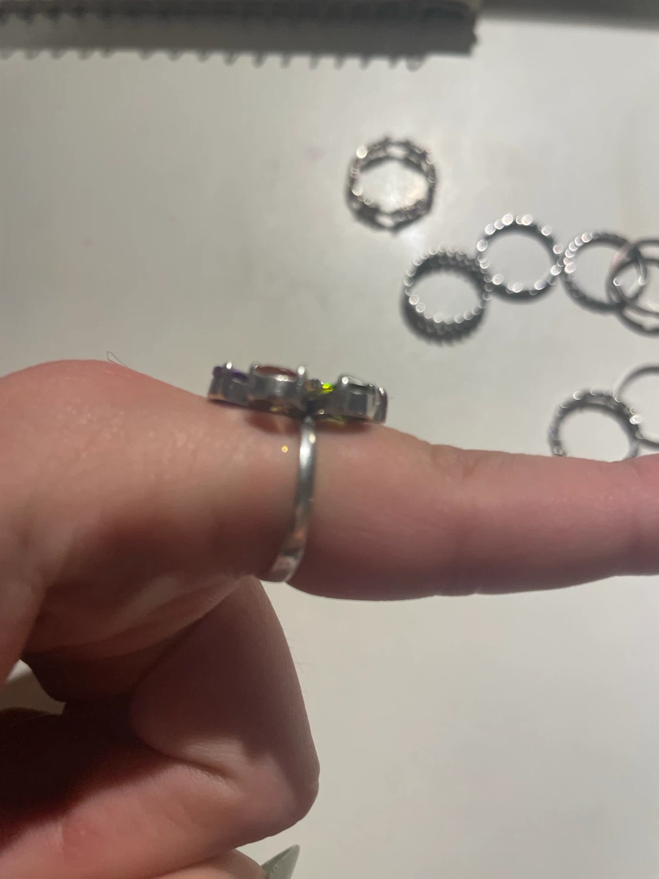 Multi-Coloured Gemstone Flower Ring - photo 2