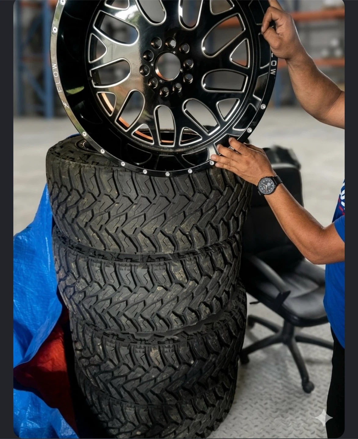 Set of 4 Flow Wheels and All-Terrain Tires