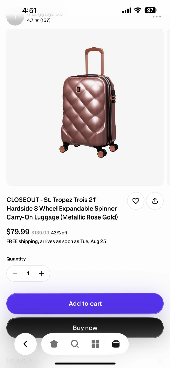 IT Luggage St. Tropez Trois 21-inch Carry-On Rose Gold - photo 5