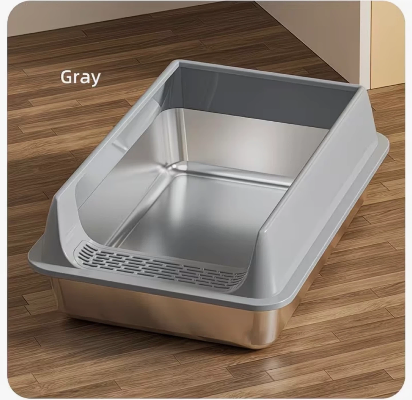 XL Stainless Steel Cat Litter Box - Light Gray - photo 2