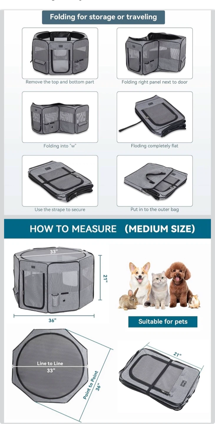 PETSFIT Dog Playpen, Puppy Tent Crates Cage Portable 36x36 - photo 2
