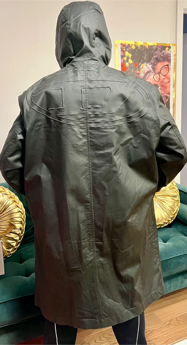 Diesel Black Hooded Raincoat