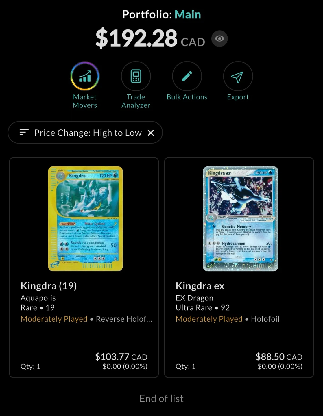 Kingdra and Kingdra ex Pokemon Cards