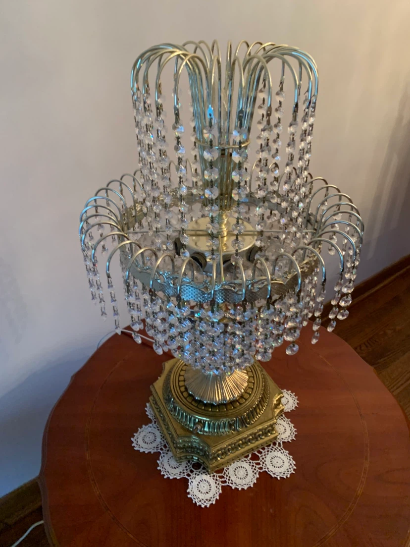 Vintage Brass Crystal Table Lamps - Pair - photo 2