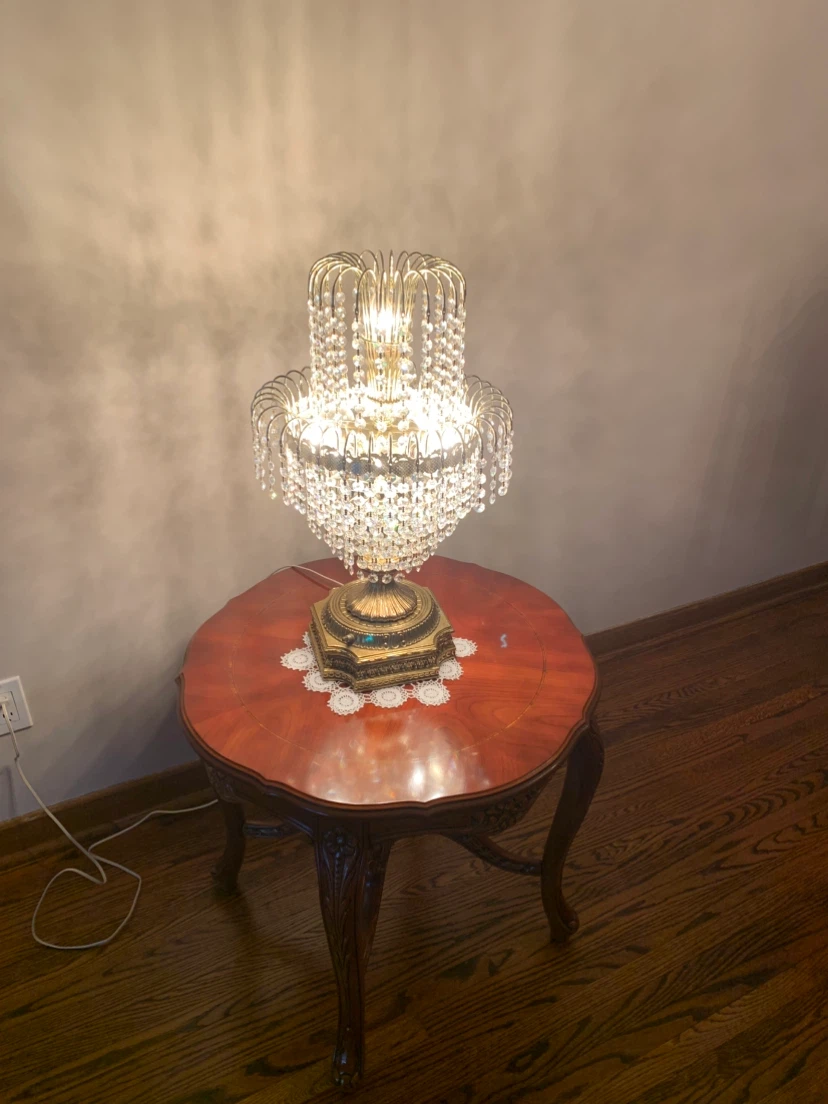 Vintage Brass Crystal Table Lamps - Pair - photo 3