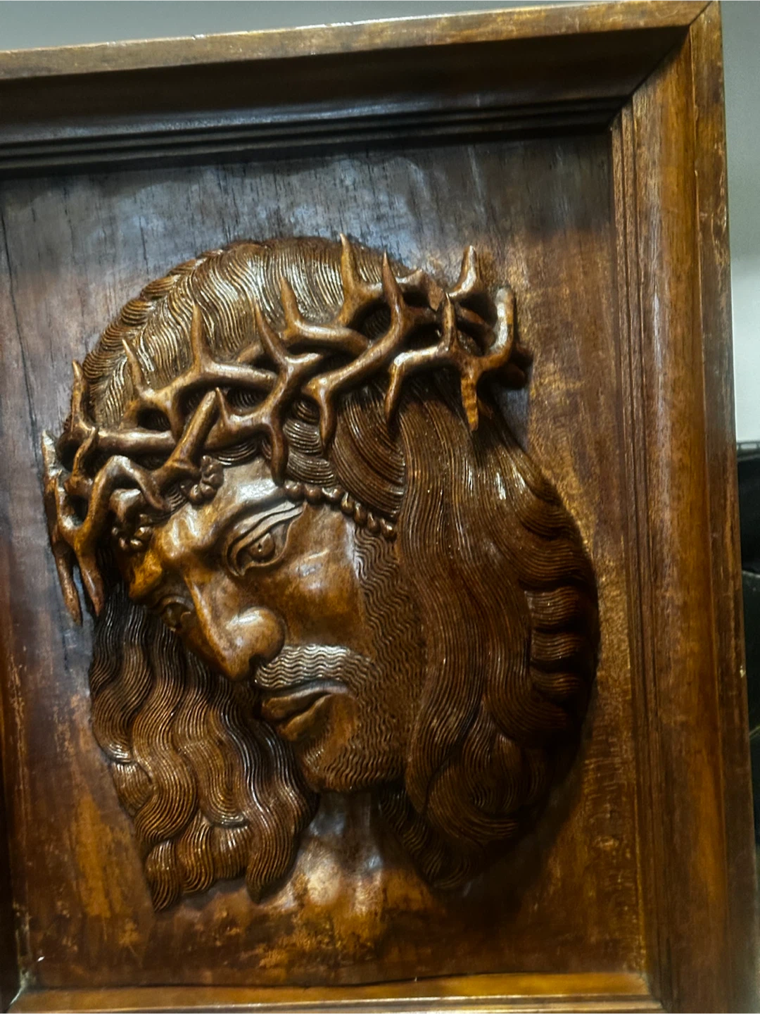 Antique Wood Carving Jesus Wall Relief – 16.75” - photo 2