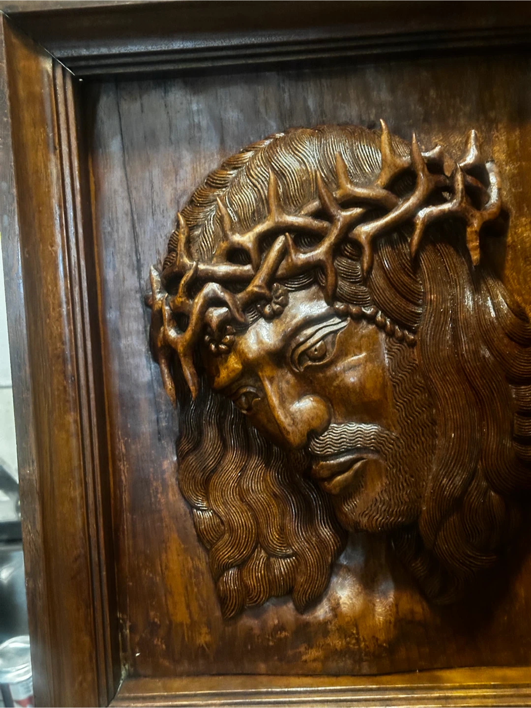 Antique Wood Carving Jesus Wall Relief – 16.75” - photo 3
