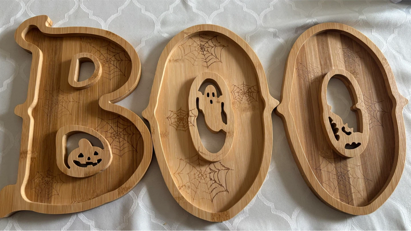 Halloween Bamboo BOO Serving Trays, Charcuterie Board
