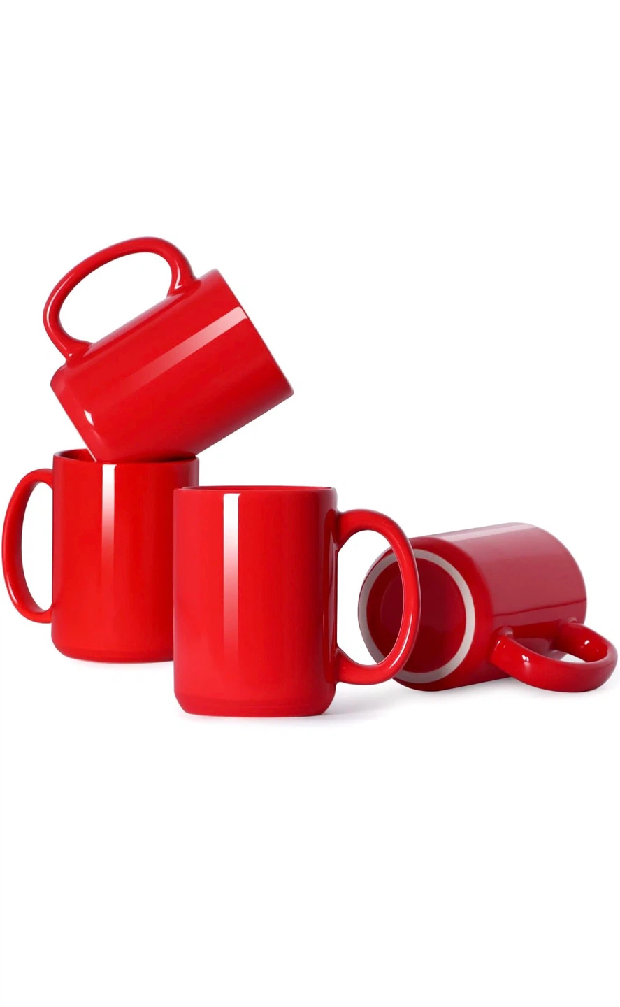 Set of 4 Red Coffee Mugs NEW in box