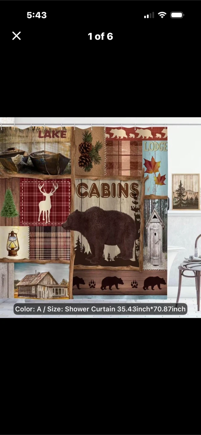 Rustic Cabin Themed Shower STALL Curtain