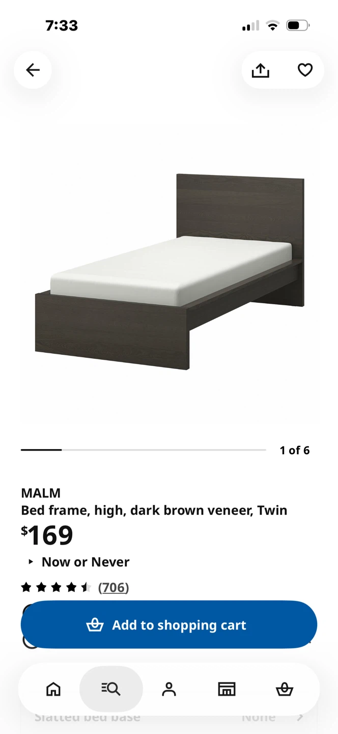 IKEA MALM Twin Bed Frame - Dark Brown