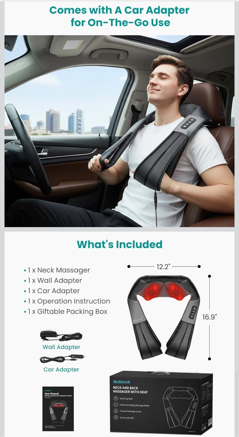 Nekteck Neck and Back Massager with Heat - photo 2