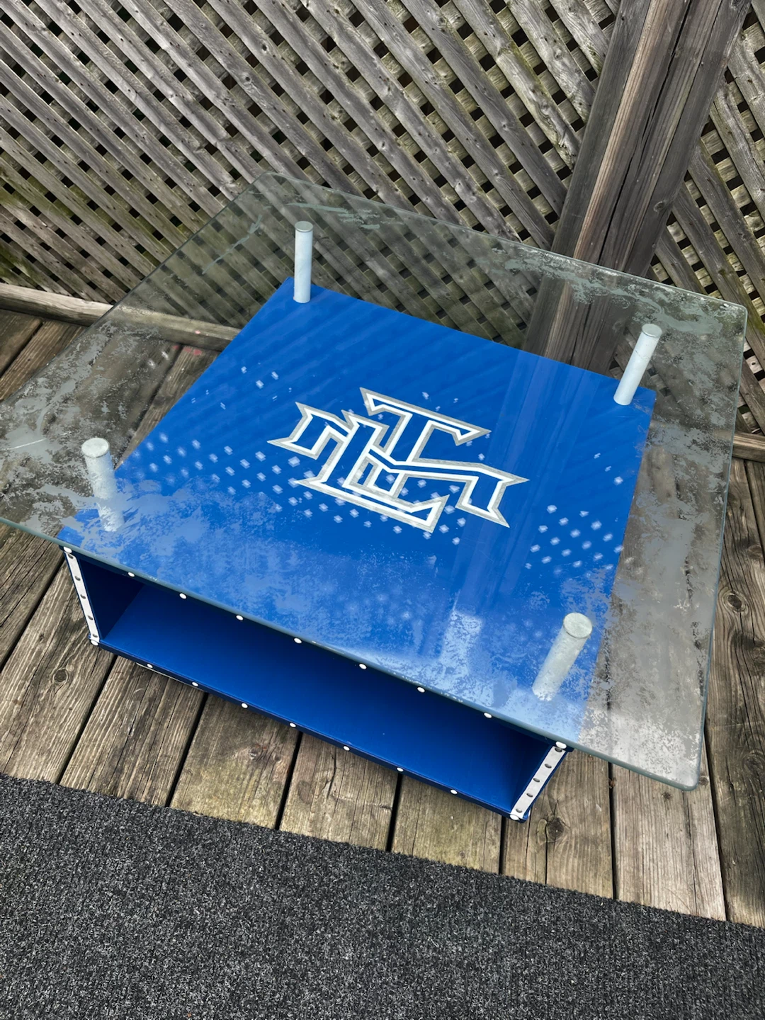 One of a kind Toronto Maple Leafs Glass Coffee Table
