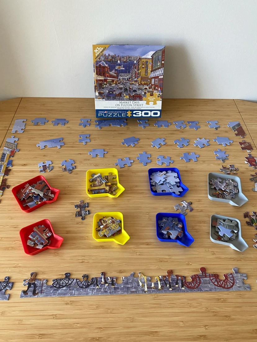 Stackable Puzzle Sorting Trays with Funnel