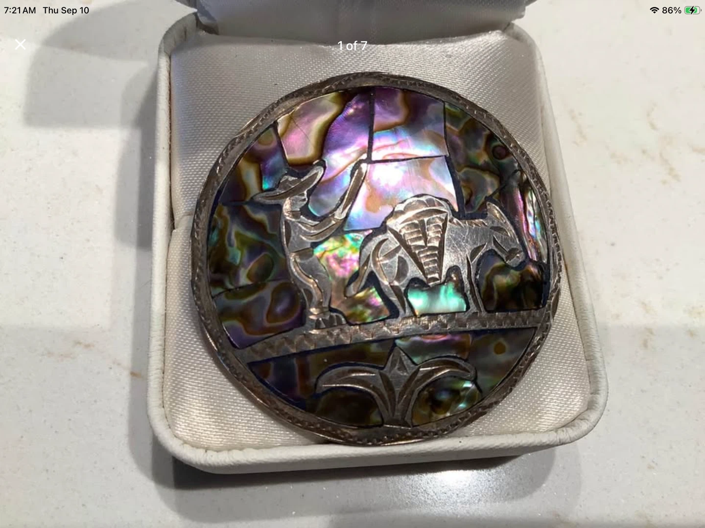 Vt S Silver & Abalone Inlay Figural Brooch/Pendant 🐞 - photo 3
