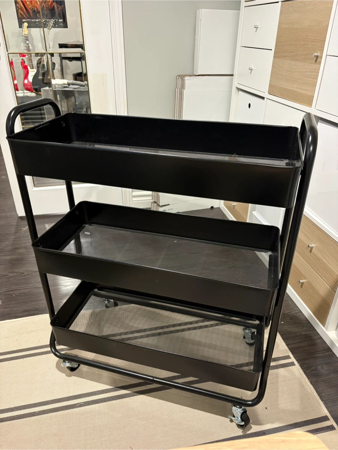 3-Tier Rolling Utility Cart with Wood Lid - photo 2
