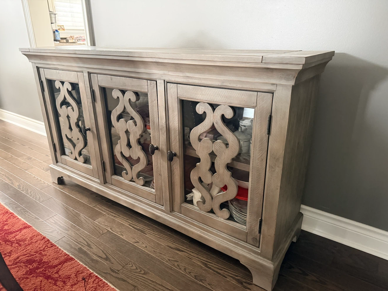 10 pc Wood table, custom chairs & buffet - photo 4