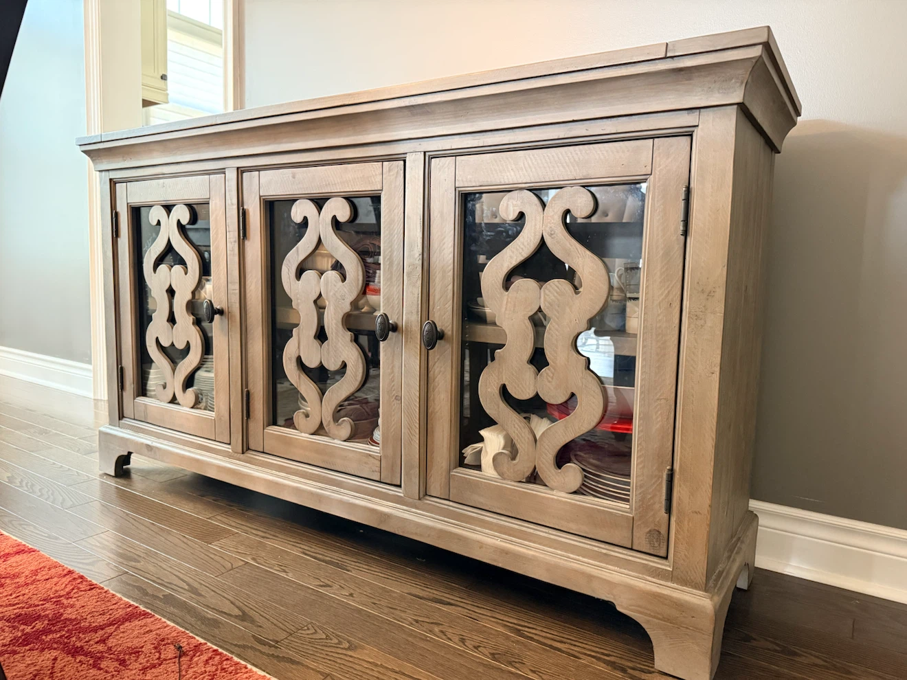 10 pc Wood table, custom chairs & buffet - photo 5