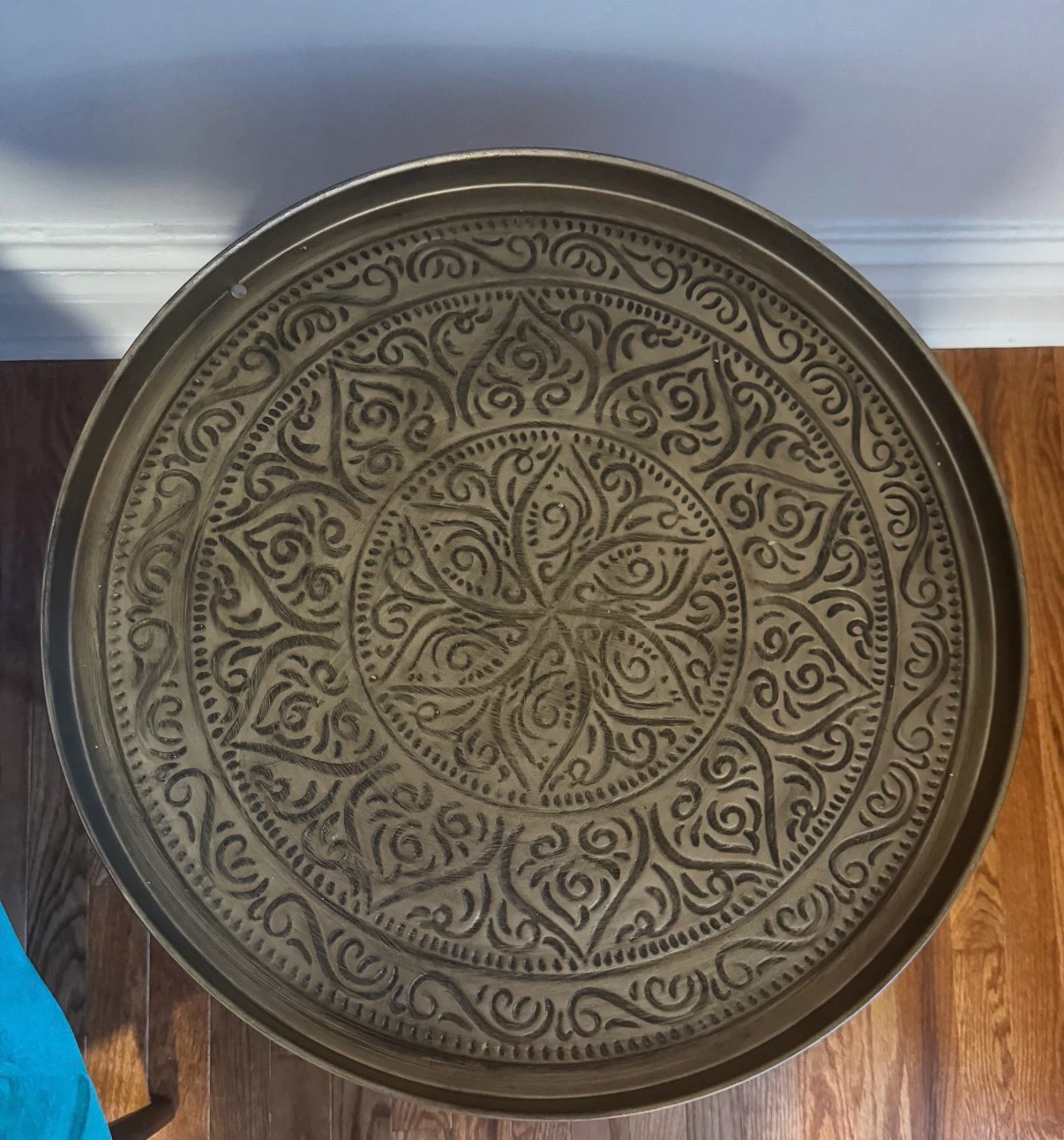 24” Round Brass Mandala Tray Coffee Table