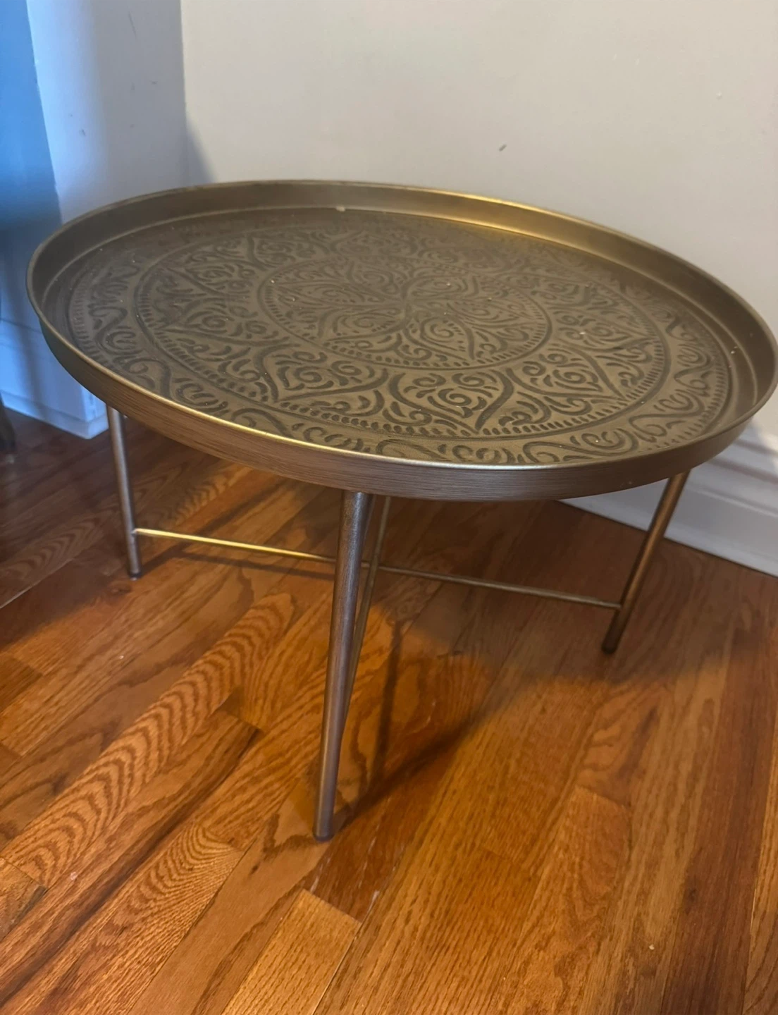 24” Round Brass Mandala Tray Coffee Table - photo 2