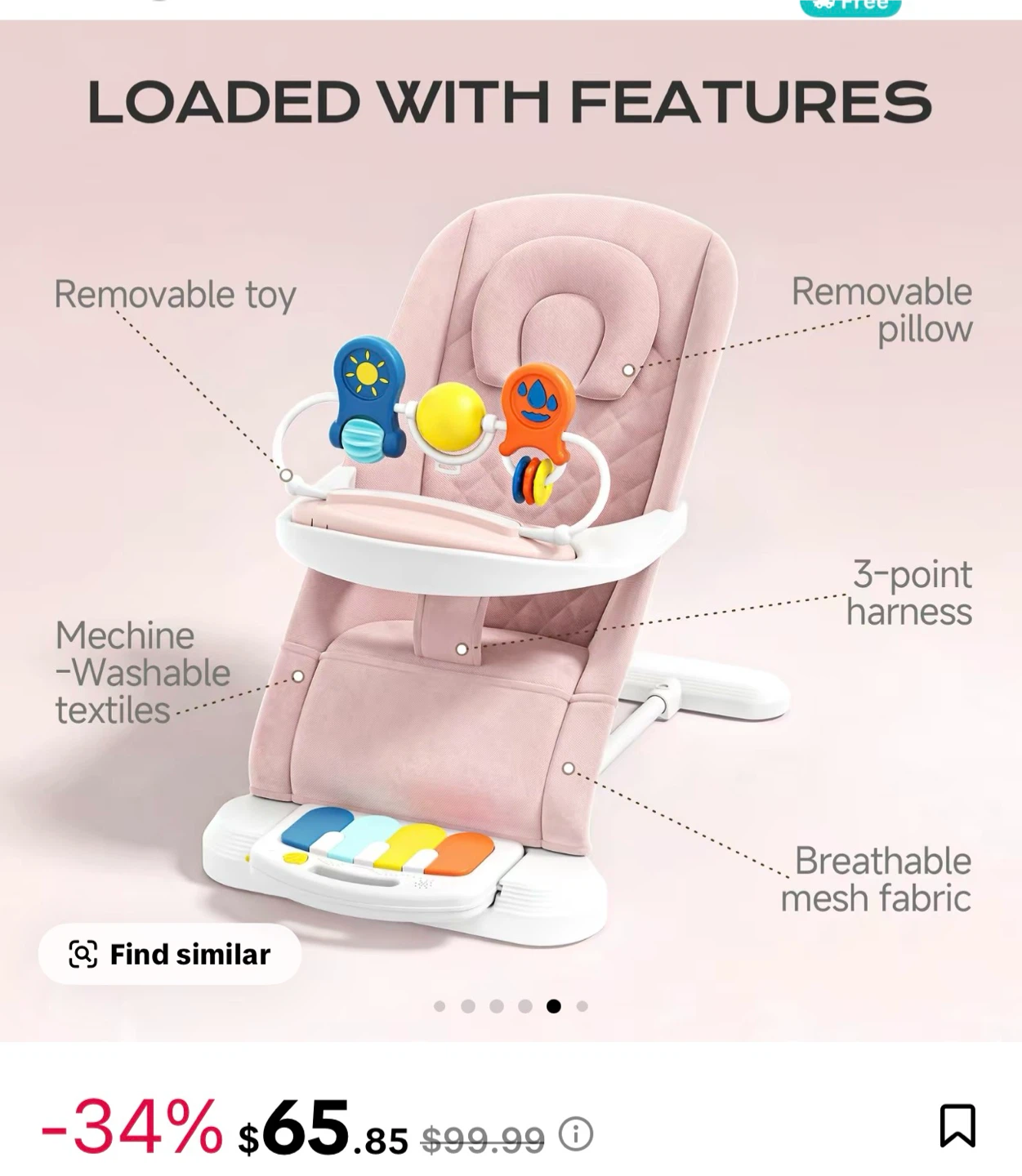 Baby Bouncer with Musical Keyboard - photo 2