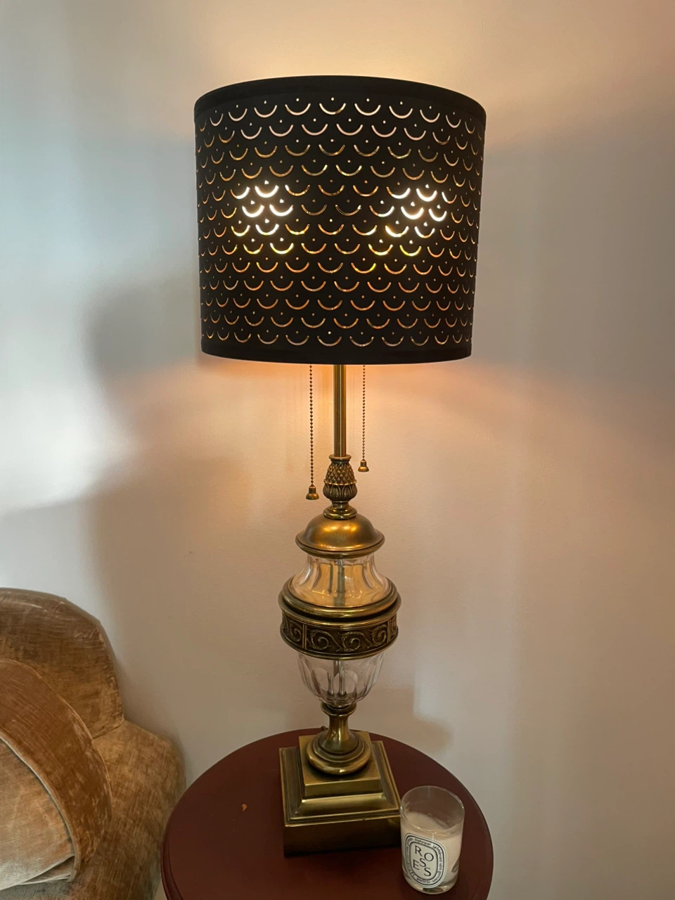 Vintage Brass and Glass Table Lamp